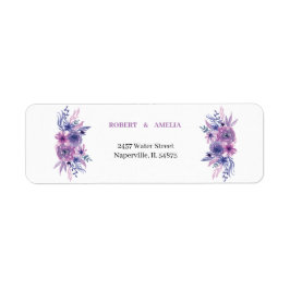 Elegant Lila Returadress Personlig blomma Etikett