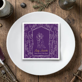 Elegant lila riddare och romantisk damskärmskant pappersservett