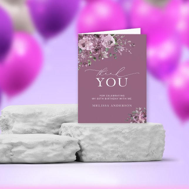 Elegant Lila Ro 60:e födelsedagen Tack Kort (Skapare uppladdad)