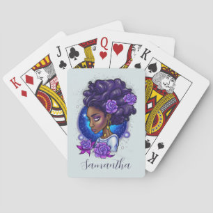 Elegant Lila Ro Afro Woman Casinokort