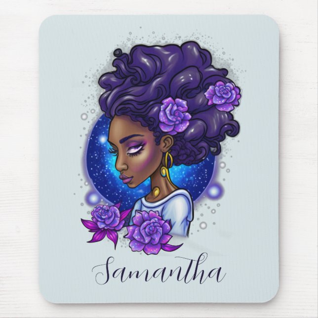 Elegant Lila Ro Afro Woman Musmatta (Framsidan)