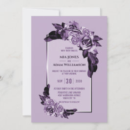 Elegant Lila Ro Blommigt Bröllop Inbjudningar
