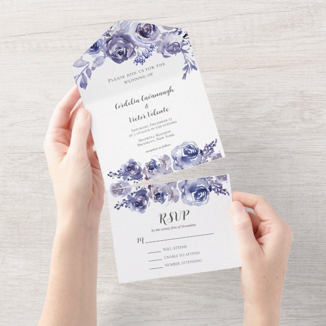 Elegant Lila Ro Blommigt  kvällsbröllop på  (Avrivbar del)
