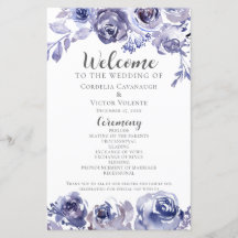 Elegant Lila Ro Blommigt  Winter bröllopsprogram