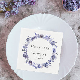 Elegant Lila Ro Blommigt Winter Evening Bröllop Pappersservett