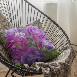 Elegant Lila Ro Blooms Blommigt Kudde