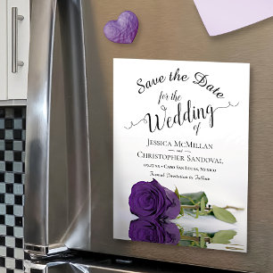 Elegant Lila Ro Bröllop spara datum Magnet