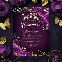 Elegant Lila Ro Swirl Guld Quinceanera