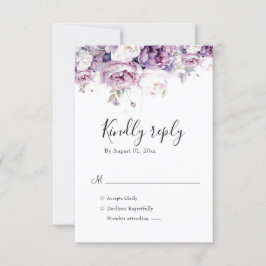 Elegant Lila Ro Watercolor Blommigt Bröllop OSA Kort