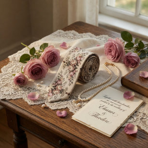 Elegant Lila Ros Vintage Blommig Slips