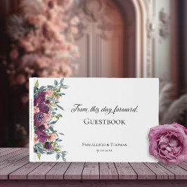 Elegant Lila Rosa Blommigt Bröllop Gästböcker