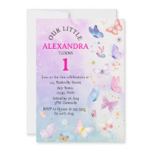 Elegant Lila Rosa Blommigt Butterfly Birthday