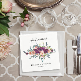 Elegant Lila Rosa Blommigt Ny gifta Bröllop Pappersservett