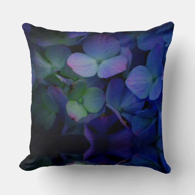Elegant lila rosa blue blommigts hydrangeas kudde (Framsida)