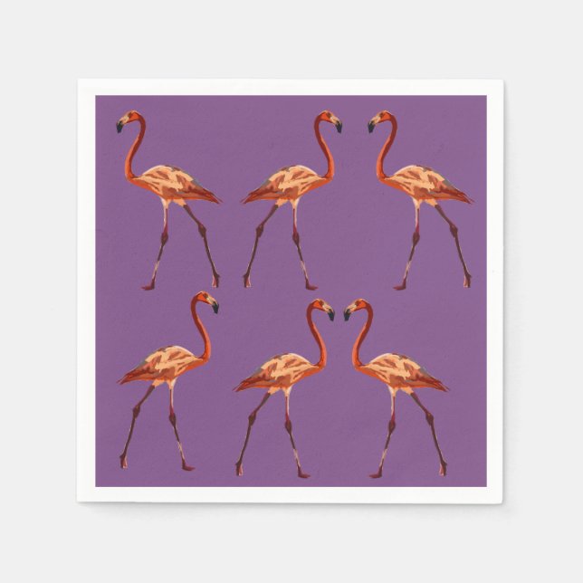 Elegant Lila Rosa Flamingo Napkins Pappersservett (Framsidan)