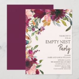 Elegant lila rosa guld blommig Empty Nest-fest Inbjudningar