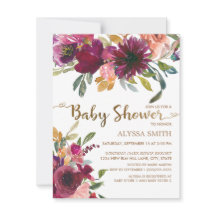 Elegant lila rosa guld blommig script baby shower
