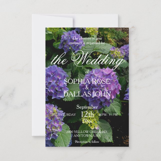 Elegant lila rosa hydrangea Bröllop mall (Framsida)