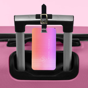 Elegant lila rosa med monogrammat namn modernt bag bagagebricka