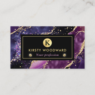 Elegant lila, rosa och guld glitter agat visitkort