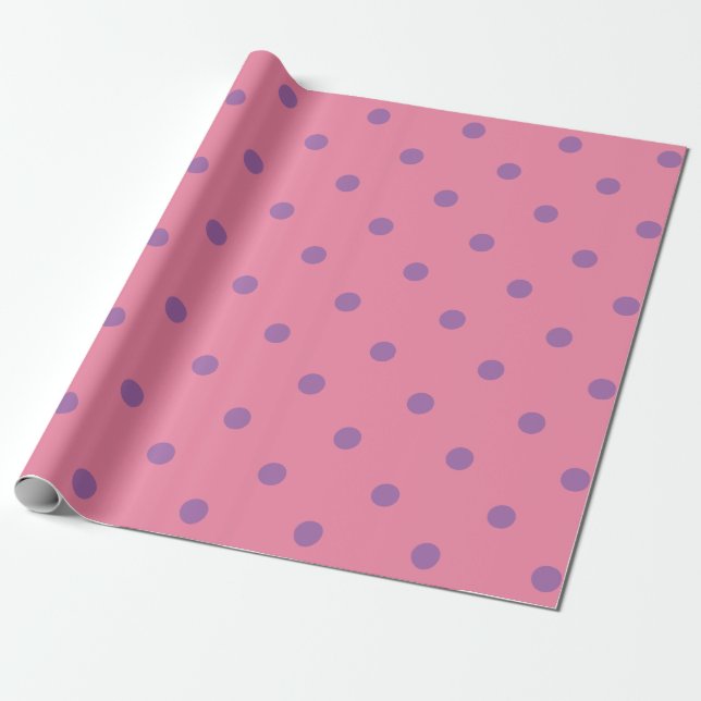 elegant lila rosa polka dots presentpapper (Utrullad)
