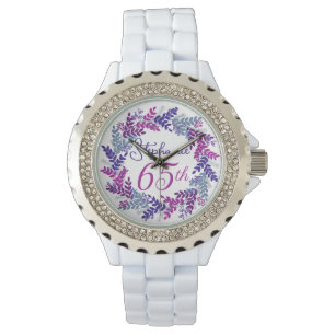 Elegant Lila Rosa Utandning 65e Födelsedag Armbandsur