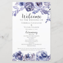 Elegant lila rosor Blommig vinterbröllopsprogram