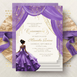 Elegant Lila Royal Fairytale Quinceanera Inbjudningar
