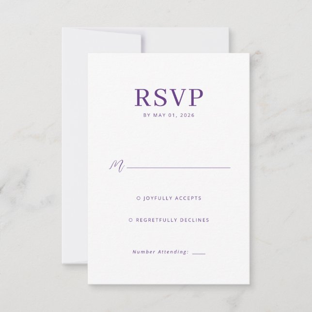 Elegant lila RSVP-kort OSA Kort (Framsida)