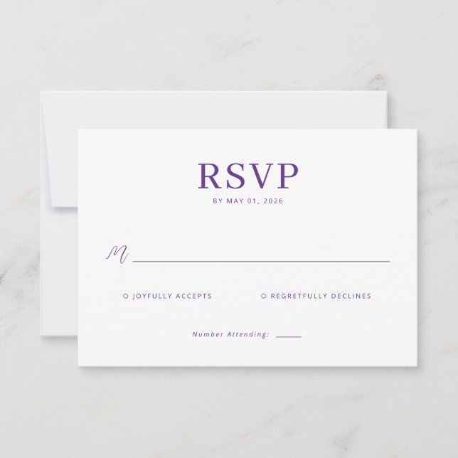 Elegant lila RSVP-kort OSA Kort (Framsida)