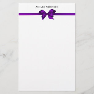 Elegant Lila Satin Bow på vit Brevpapper