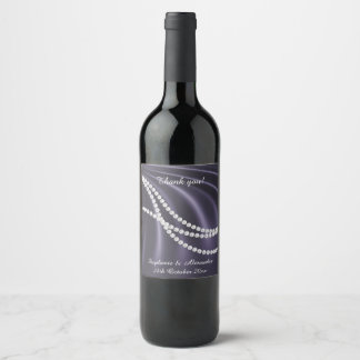 ELEGANT LILA SATIN PEARL ANPASSADE VINFLASKA ETIKETT
