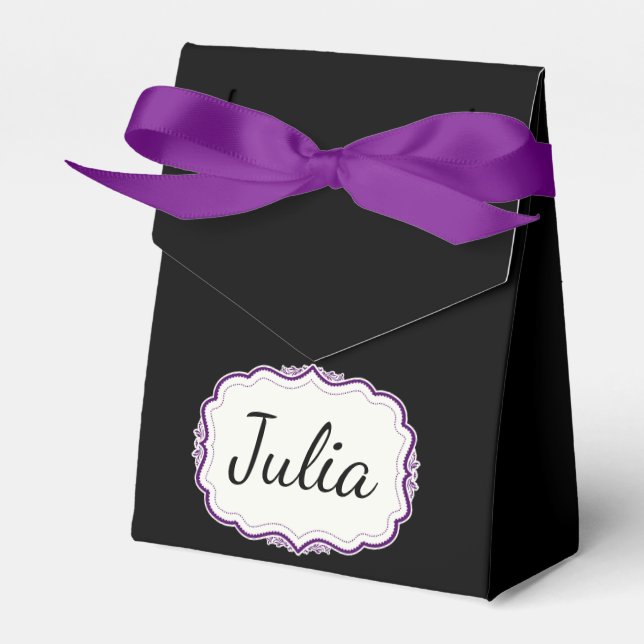 Elegant Lila Scalloped Black Favor Boxes Presentaskar (Framsidan Sidan)