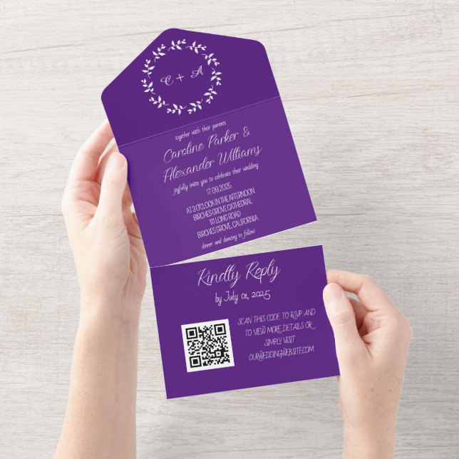 Elegant Lila Script Unik Modern OSA QR-kod (Avrivbar del)