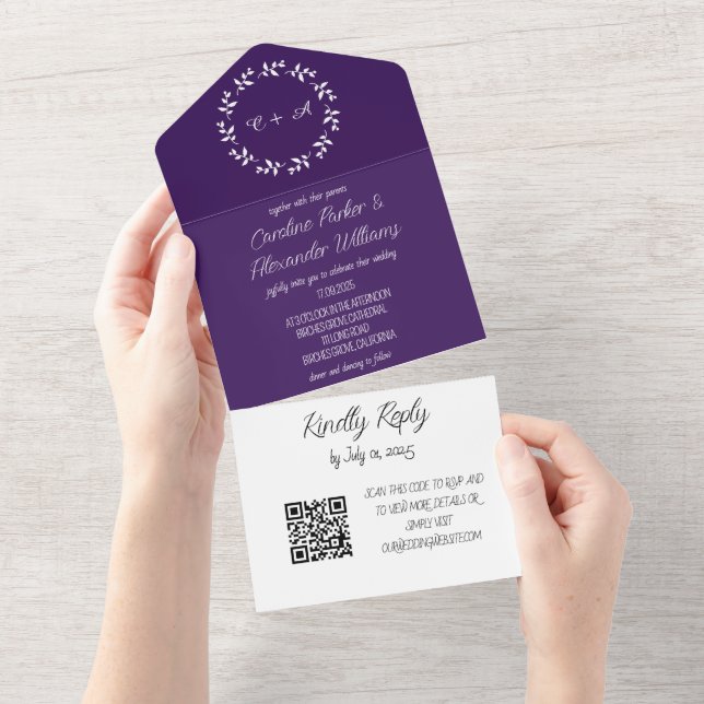 Elegant Lila Script Unik Modern OSA QR-kod (Avrivbar del)