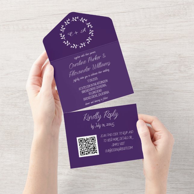 Elegant Lila Script Unik Modern OSA QR-kod A (Avrivbar del)