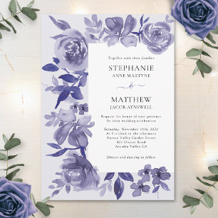 Elegant Lila Shades Watercolor Blommigt Bröllop Inbjudningar