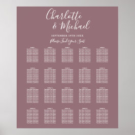 Elegant lila signatur sittplatskarta för bröllop poster