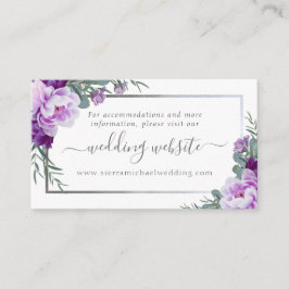 Elegant Lila & Silver Blommigt Bröllop webbplats Tilläggskort