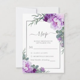Elegant Lila & Silver Blommigt Eucalyptus Bröllop OSA Kort