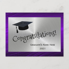 Elegant lila silver Gratulations Examen Vykort