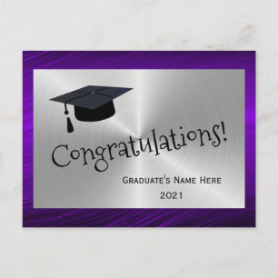 Elegant lila silver Gratulations Examen Vykort