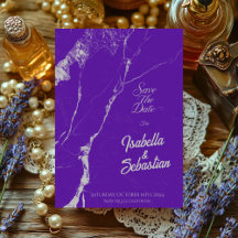 Elegant Lila Silver Marble Spara datum för avvänjn