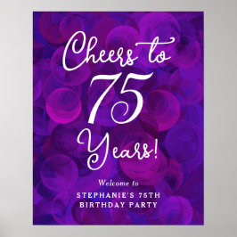 Elegant lila Skål för 75 år 75-årsdag Poster