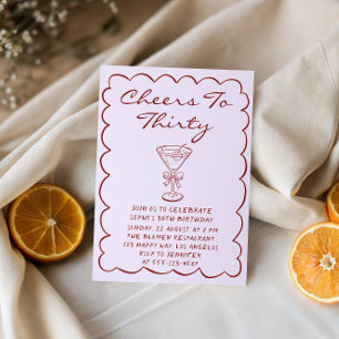 Elegant lila Skål för trettio Cocktail Födelsedag Inbjudningar
