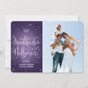 Elegant Lila-skript Halloween-fotokort Kort