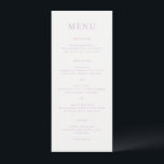 Elegant lila skriptmonogram bröllop meny<br><div class="desc">Elegant bröllopsmeny med en klassisk design med ditt monogram i ett skriftsnitt tillsammans med din meny i ett traditionellt serif-teckensnitt.</div>