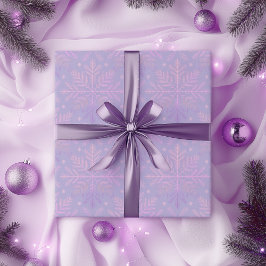 Elegant Lila Snöflinga Julmönster Presentpapper