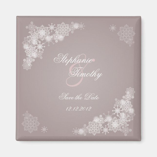 Elegant lila snöflingor spara datum magneter (Framsidan)