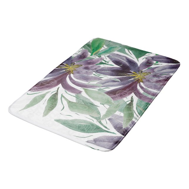 Elegant Lila Snöre Lotus Watercolor Badrumsmatta (Vinklad)